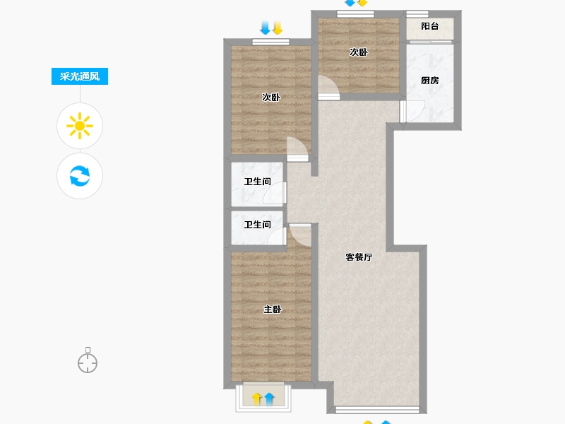 内蒙古自治区-鄂尔多斯市-尚都国际花园(佳美尚峰)-80.82-户型库-采光通风