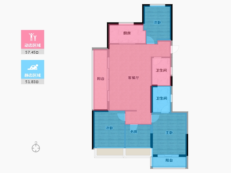 浙江省-杭州市-绿城·燕语春风居-98.67-户型库-动静分区