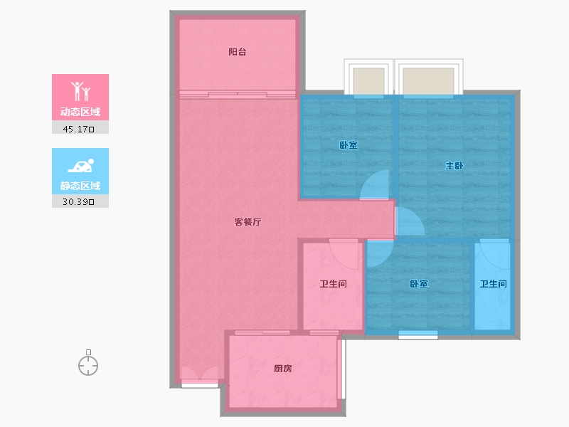 广东省-珠海市-卓雅北苑-68.62-户型库-动静分区