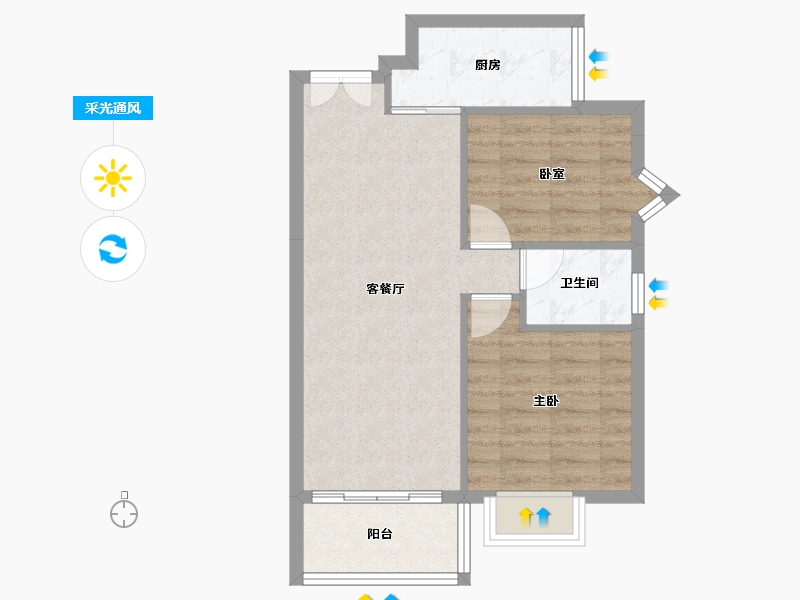 广东省-珠海市-卓雅北苑-56.74-户型库-采光通风