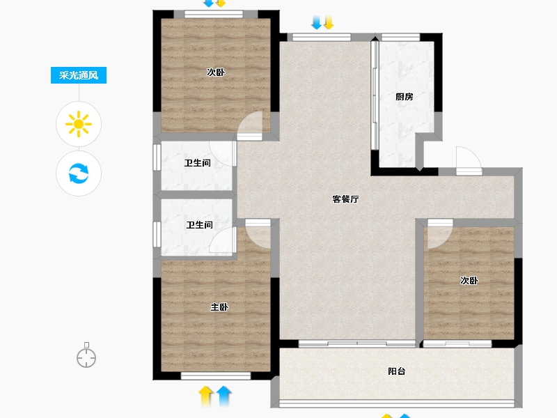 山东省-济南市-玖城壹品-106.00-户型库-采光通风