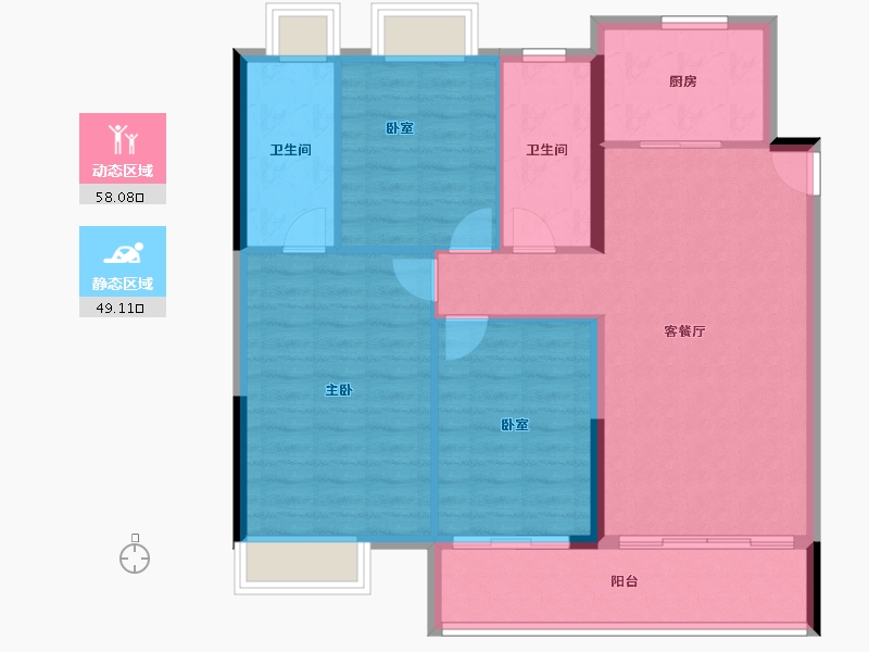 湖北省-武汉市-深业泰雲府-97.59-户型库-动静分区