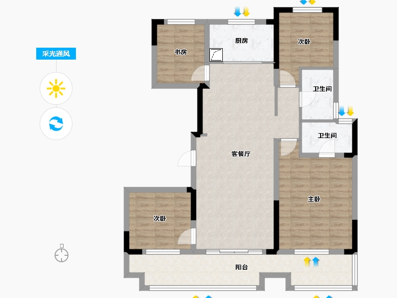 陕西省-汉中市-三盛天悦-112.00-户型库-采光通风