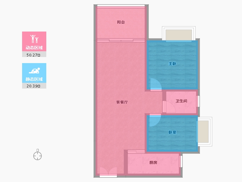 广东省-珠海市-卓雅北苑-62.87-户型库-动静分区