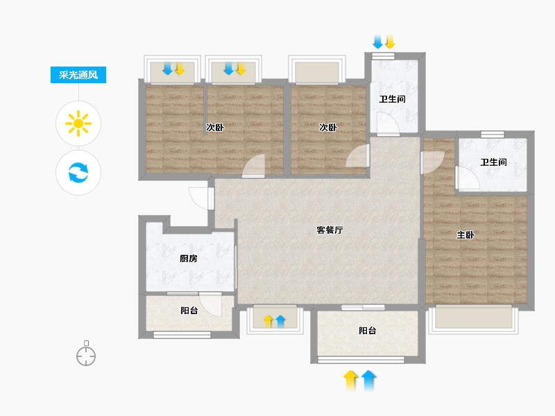 广东省-深圳市-华润置地未来城住宅-101.60-户型库-采光通风