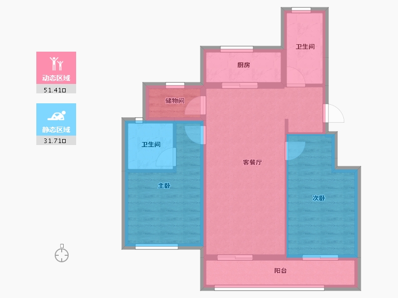 浙江省-杭州市-如沐清晖城-73.74-户型库-动静分区