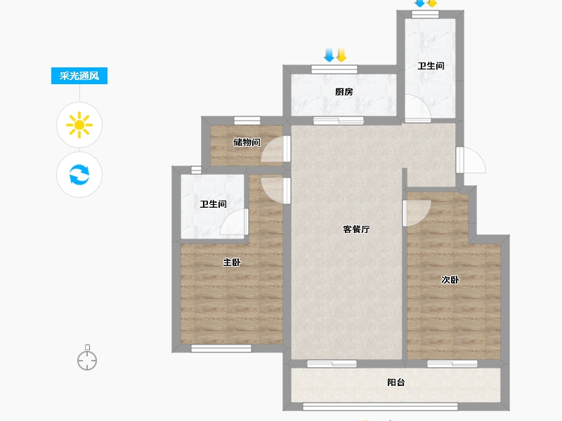 浙江省-杭州市-如沐清晖城-73.74-户型库-采光通风