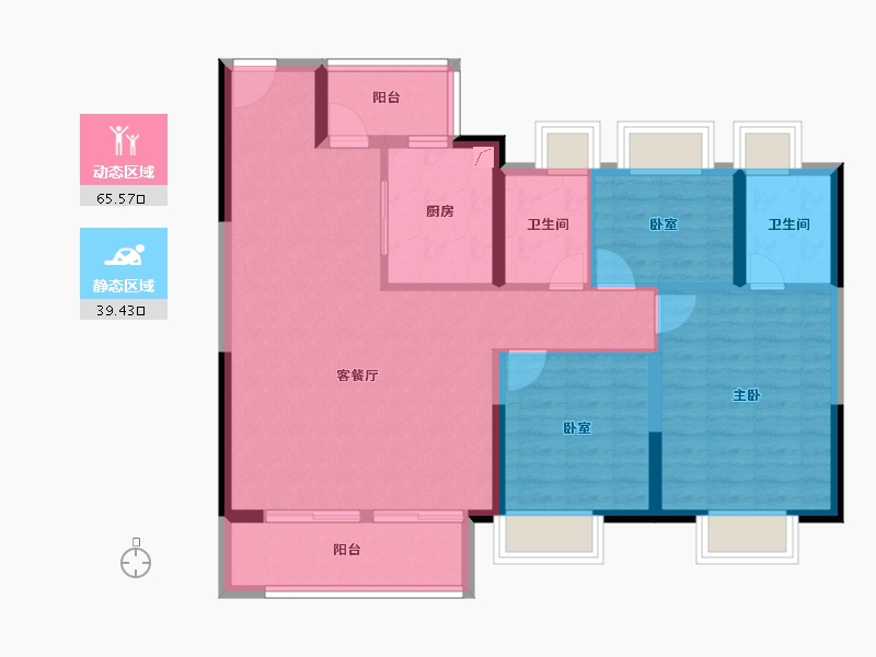 湖北省-武汉市-天创黄金时代-94.40-户型库-动静分区