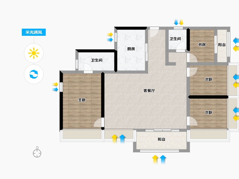 海南省-海口市-中海汇德里-104.68-户型库-采光通风