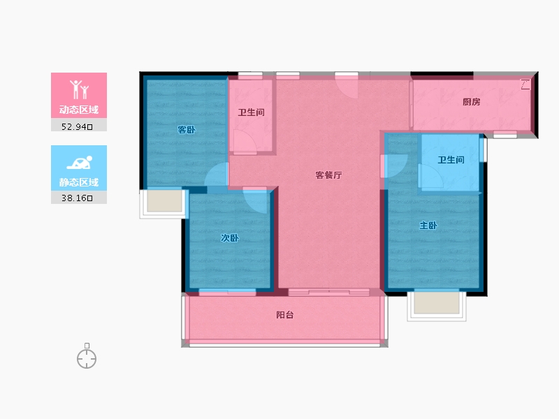 广东省-惠州市-碧桂园臻山府-81.42-户型库-动静分区