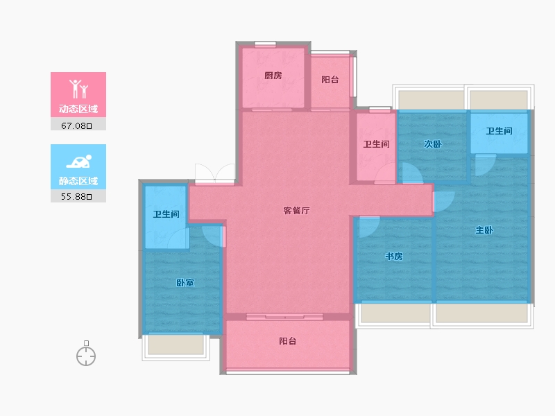 海南省-海口市-深铁珑境花园一期-111.23-户型库-动静分区