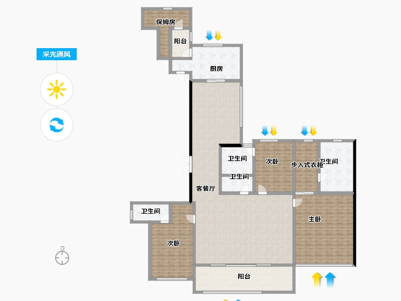 海南省-海口市-罗牛山玖悦台-250.29-户型库-采光通风