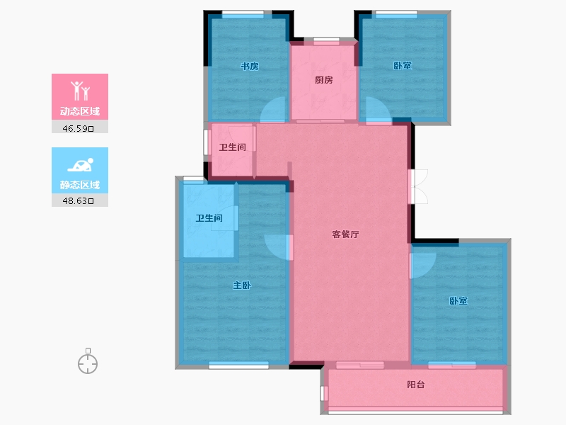 浙江省-杭州市-杭房众安·未珂宸铭府-85.44-户型库-动静分区