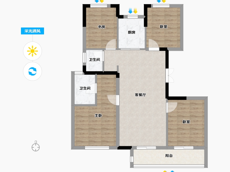 浙江省-杭州市-杭房众安·未珂宸铭府-85.44-户型库-采光通风