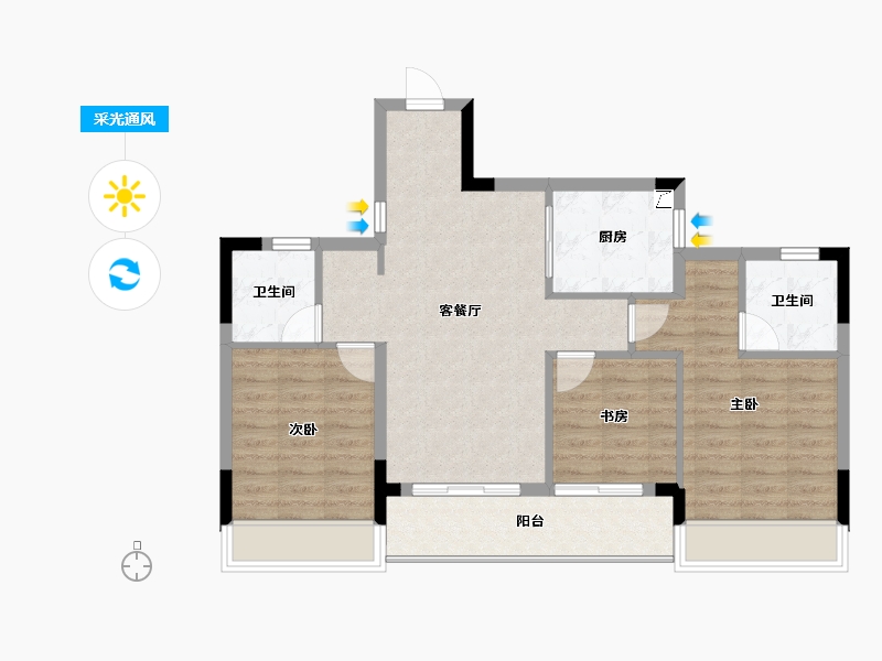 浙江省-杭州市-宝业凤樾上筑-80.49-户型库-采光通风