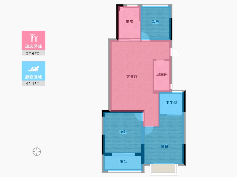 浙江省-杭州市-春境前潮府-71.00-户型库-动静分区