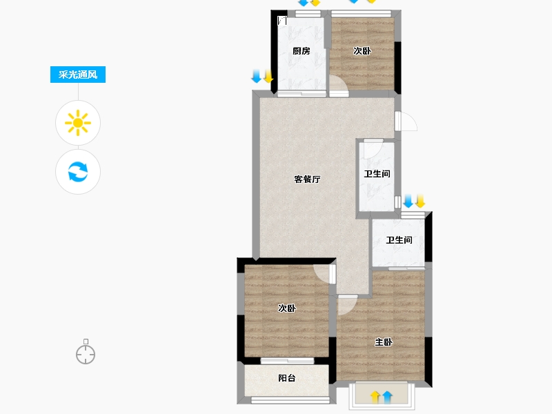 浙江省-杭州市-春境前潮府-71.00-户型库-采光通风