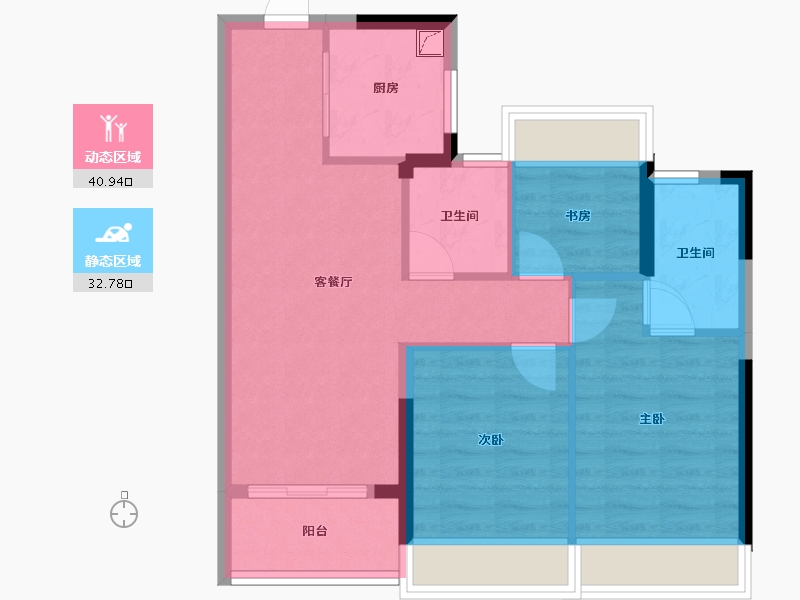 浙江省-杭州市-听悦雅庭-65.71-户型库-动静分区