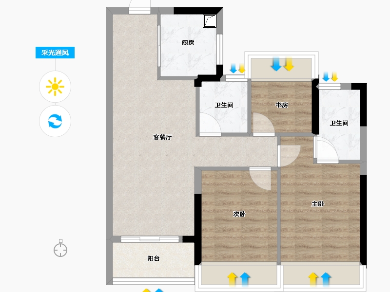 浙江省-杭州市-听悦雅庭-65.71-户型库-采光通风