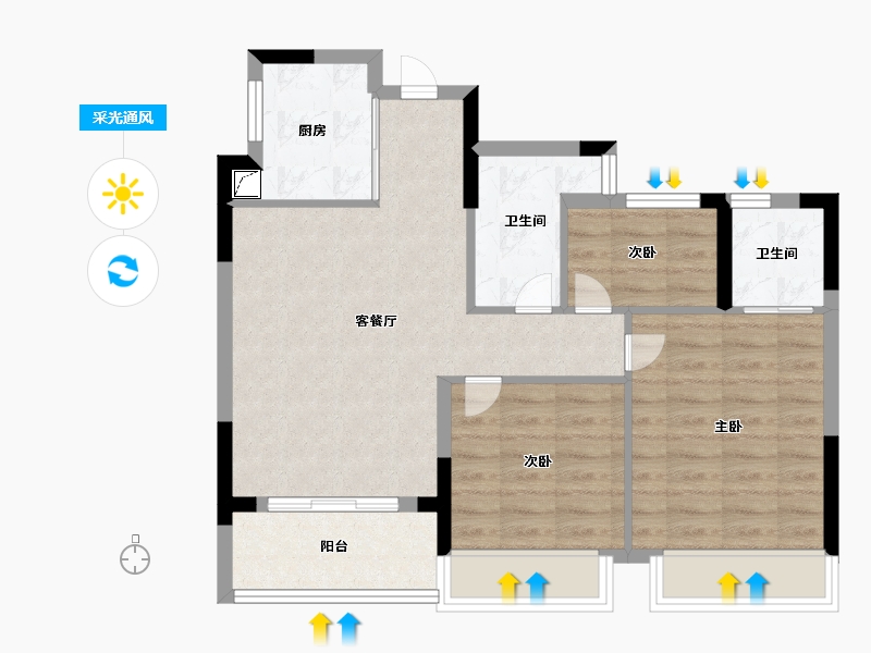 浙江省-杭州市-春境前潮府-71.00-户型库-采光通风