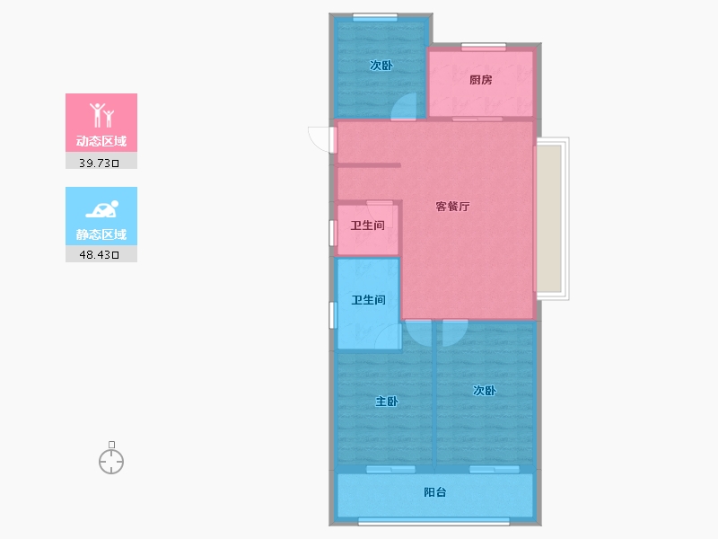 浙江省-丽水市-宝业溪山樾-80.00-户型库-动静分区