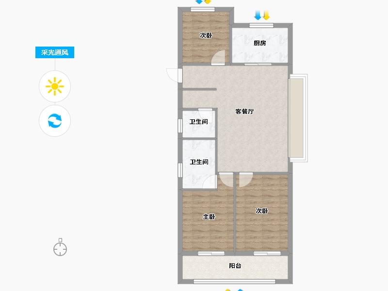 浙江省-丽水市-宝业溪山樾-80.00-户型库-采光通风