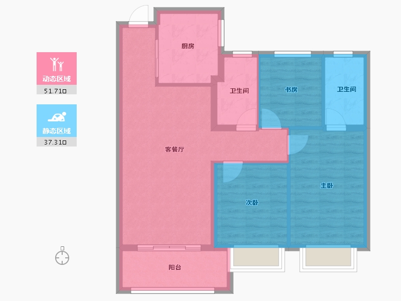 上海-上海市-雅戈尔星海云境-80.00-户型库-动静分区