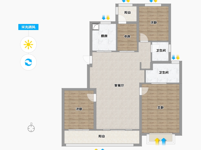 上海-上海市-雅戈尔星海云境-111.20-户型库-采光通风