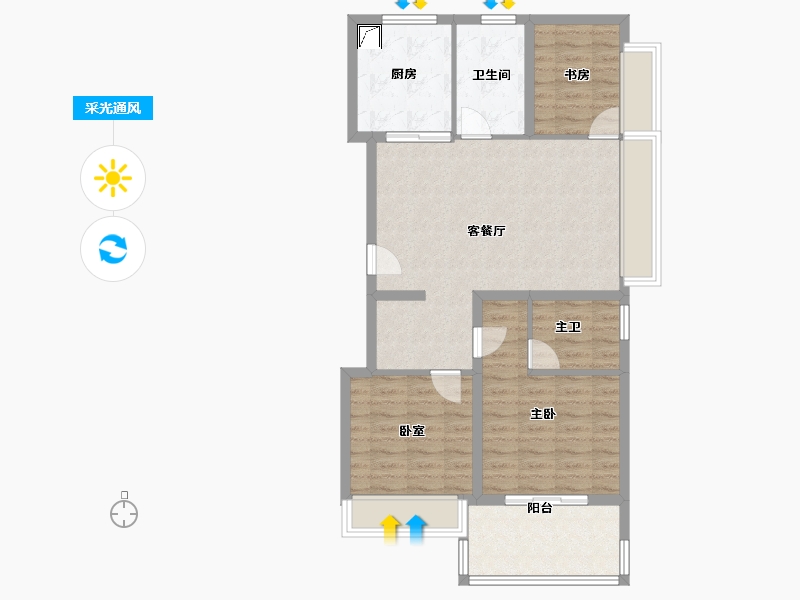 上海-上海市-大华峯荟-84.35-户型库-采光通风