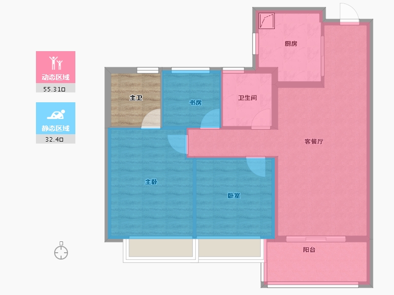 上海-上海市-大华峯荟-83.25-户型库-动静分区