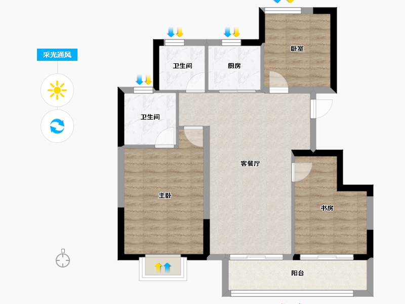 浙江省-宁波市-青澜邸-78.40-户型库-采光通风