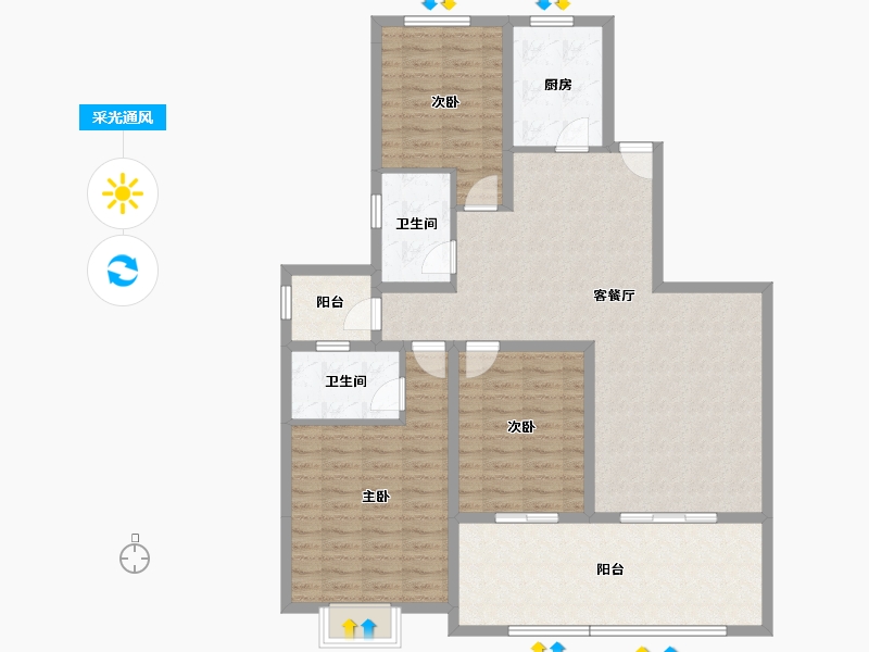 广东省-佛山市-恒大郦湖城-118.87-户型库-采光通风