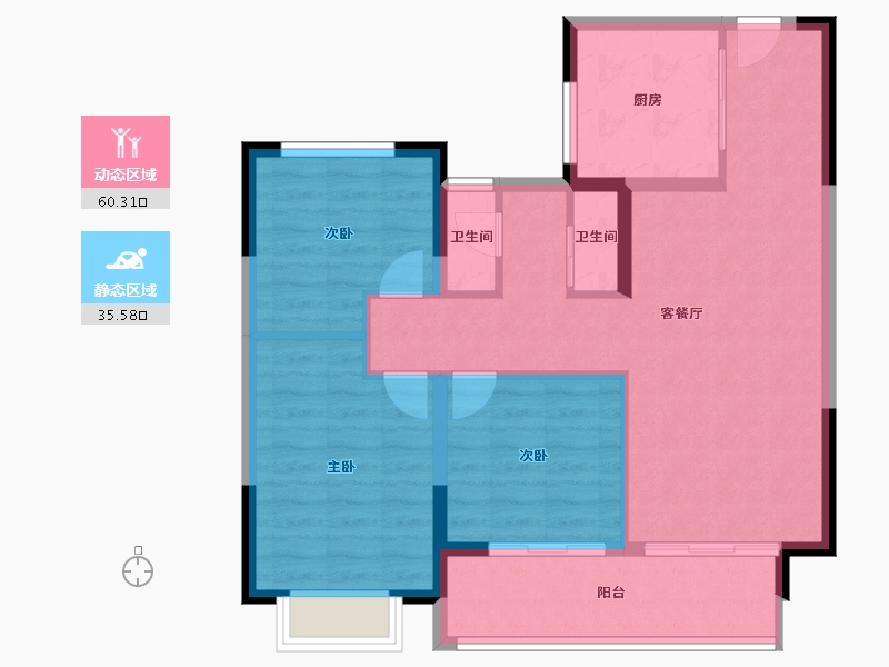 陕西省-榆林市-德通·葭州府-86.40-户型库-动静分区