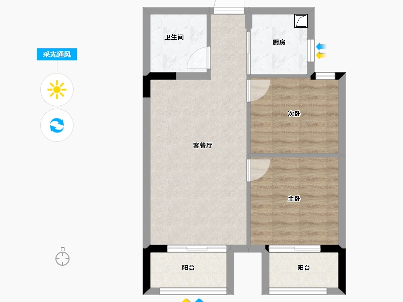 浙江省-湖州市-锦耀观月湾-57.38-户型库-采光通风