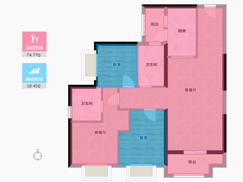 广东省-深圳市-华润置地未来城住宅-83.20-户型库-动静分区