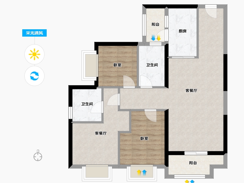 广东省-深圳市-华润置地未来城住宅-83.20-户型库-采光通风