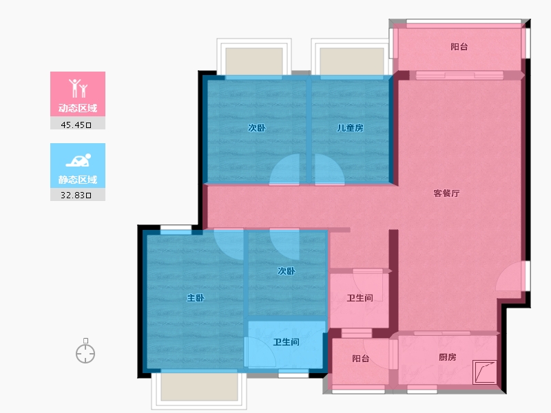 广东省-惠州市-恒大翡翠华府-75.26-户型库-动静分区