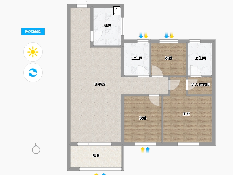 福建省-泉州市-西郊新村小区-88.20-户型库-采光通风