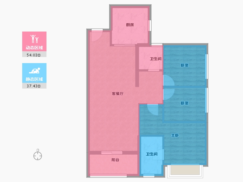 海南省-海口市-合正观澜汇·云庭-82.40-户型库-动静分区