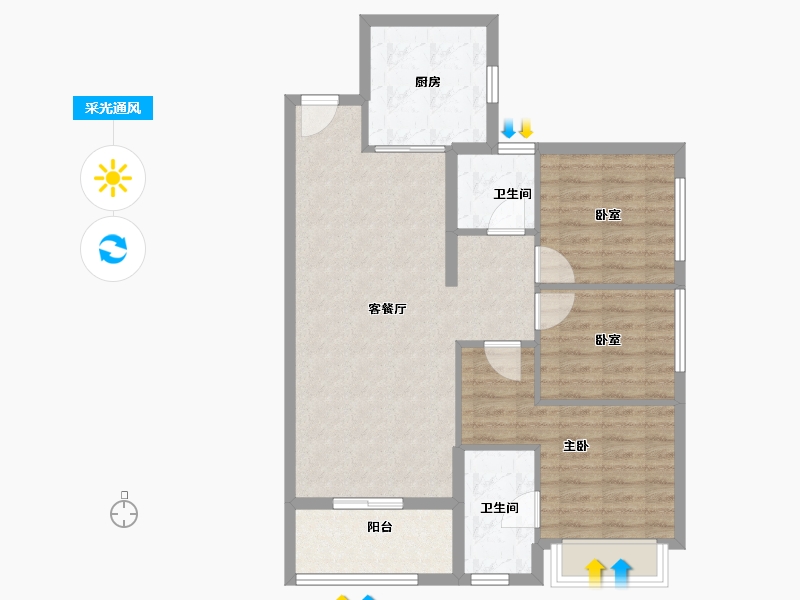 海南省-海口市-合正观澜汇·云庭-82.40-户型库-采光通风