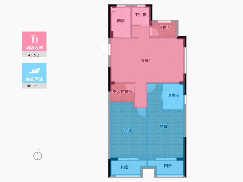 浙江省-湖州市-锦耀观月湾-83.61-户型库-动静分区