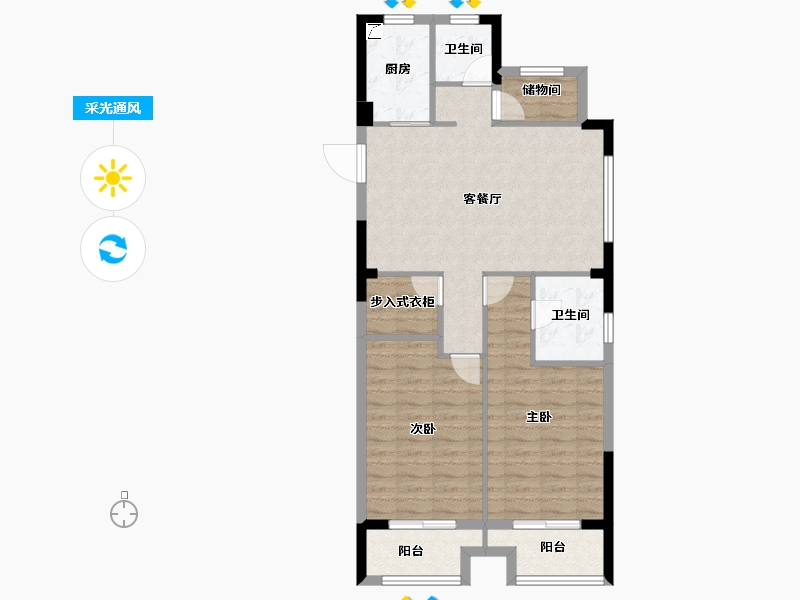 浙江省-湖州市-锦耀观月湾-83.61-户型库-采光通风