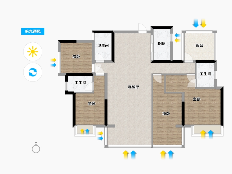 广西壮族自治区-南宁市-领秀府-142.00-户型库-采光通风