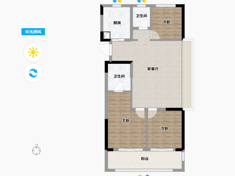 浙江省-湖州市-绿地公园大道-91.58-户型库-采光通风