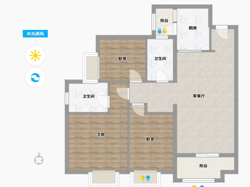 广东省-深圳市-华润置地未来城住宅-88.41-户型库-采光通风