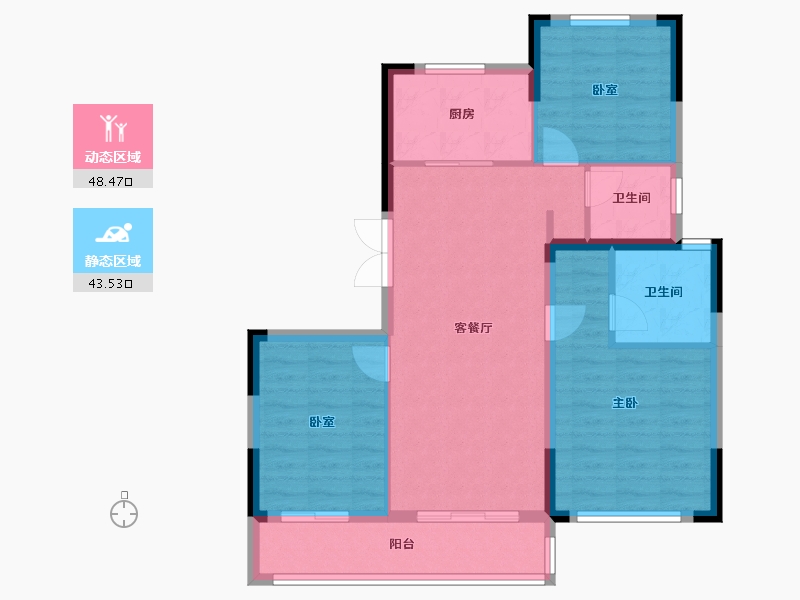 浙江省-杭州市-杭房众安·未珂宸铭府-82.87-户型库-动静分区