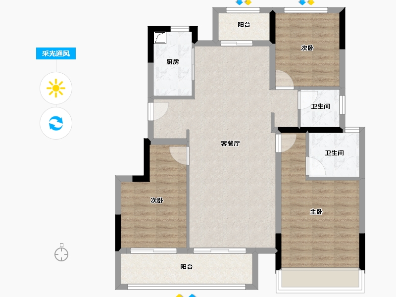 四川省-成都市-绿城桂语麓境-93.02-户型库-采光通风