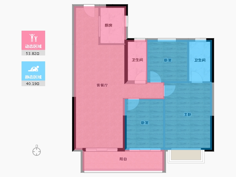 湖北省-武汉市-深业泰雲府-85.10-户型库-动静分区