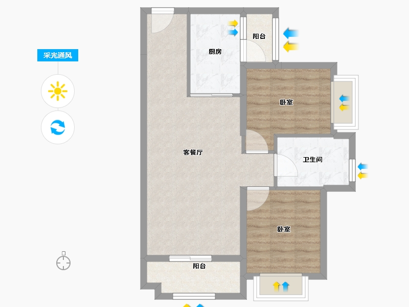 广东省-深圳市-华润置地未来城公寓-67.20-户型库-采光通风