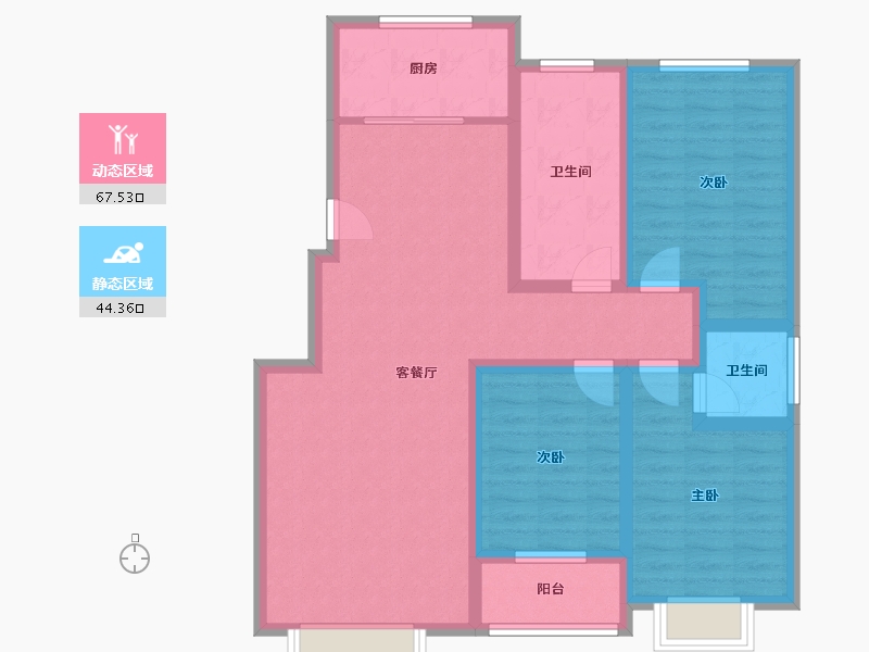 山东省-淄博市-博晨盛园云暻-99.16-户型库-动静分区